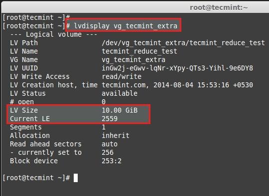 Verify Logical Volume Size