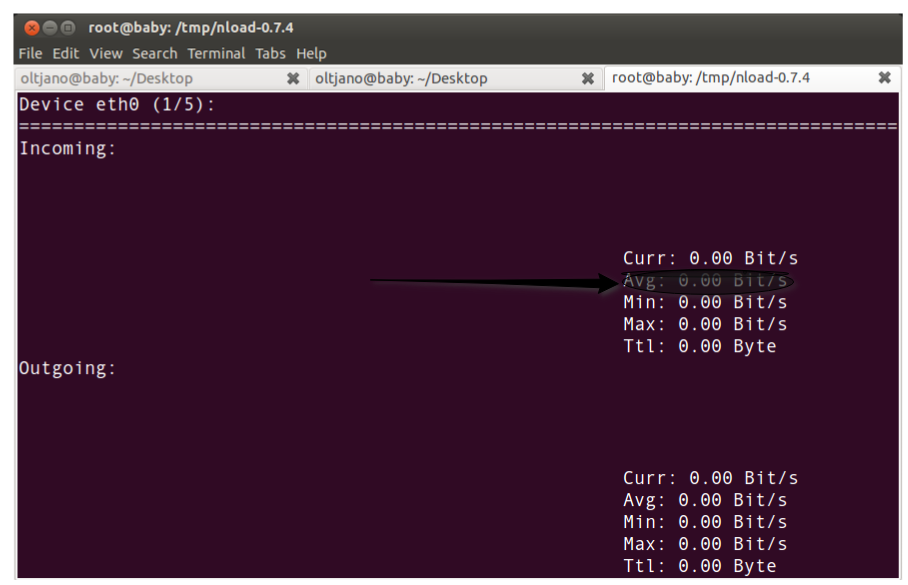 nload running on linux