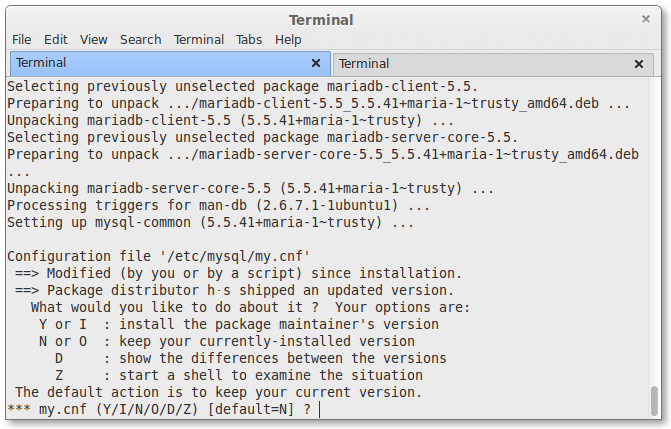 my.conf configuration prompt