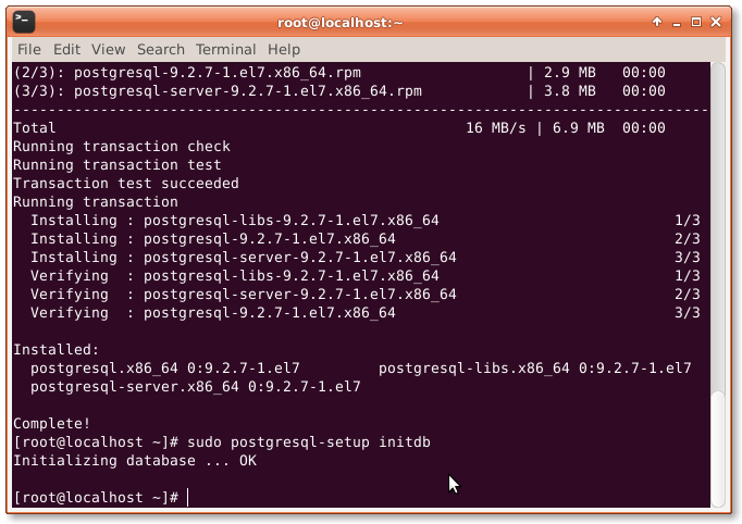 Intializating postgresql