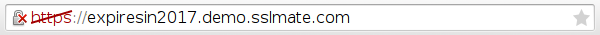 URL bar showing red cross through ‘https’