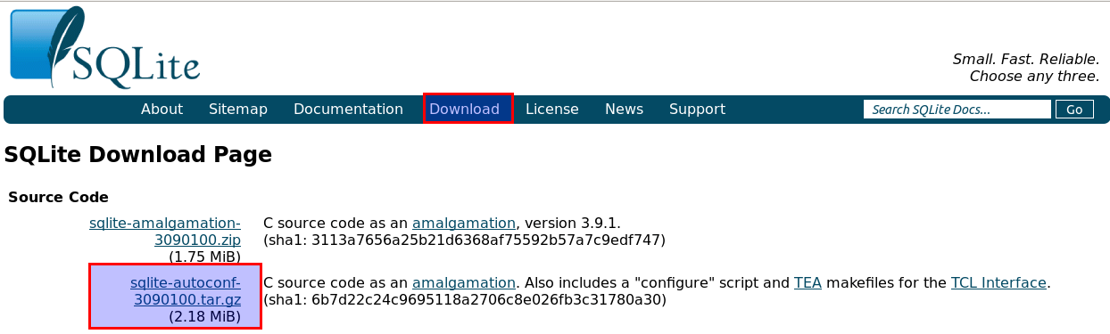 SQLite download