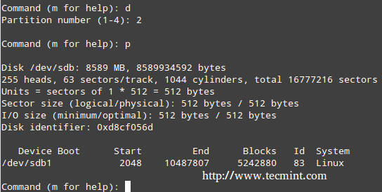 fdisk Command Options