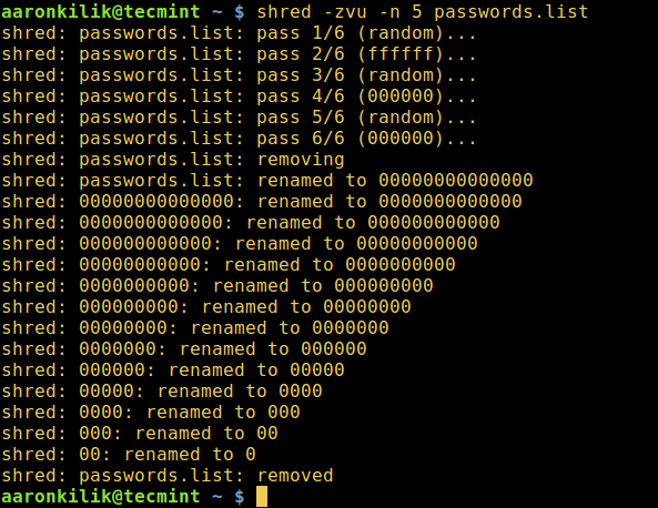 shred - overwrite a file to hide its contents