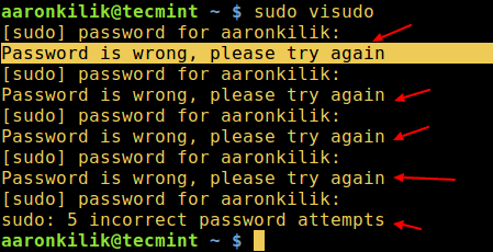 Sudo badpassword Message