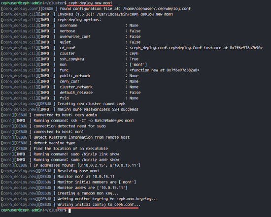 Generate new ceph cluster configuration