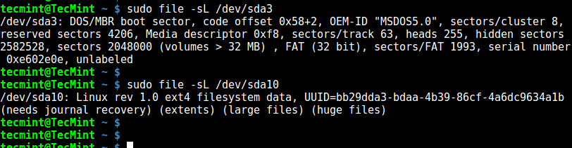 file - Identifies Filesystem Type