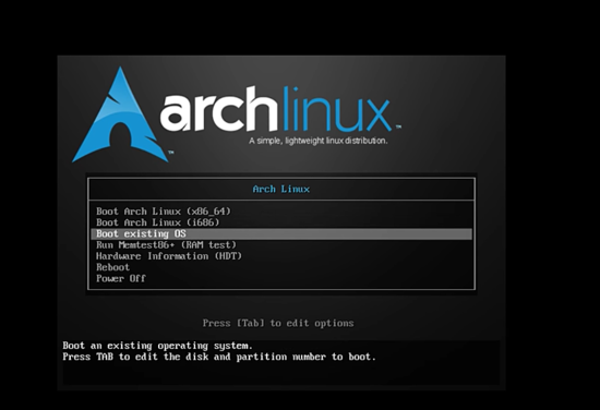 Boot Arch Linux