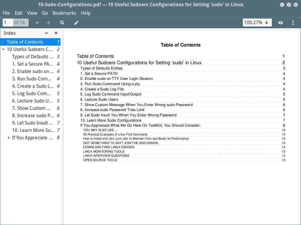 Create Website Page to Table of Contents in PDF