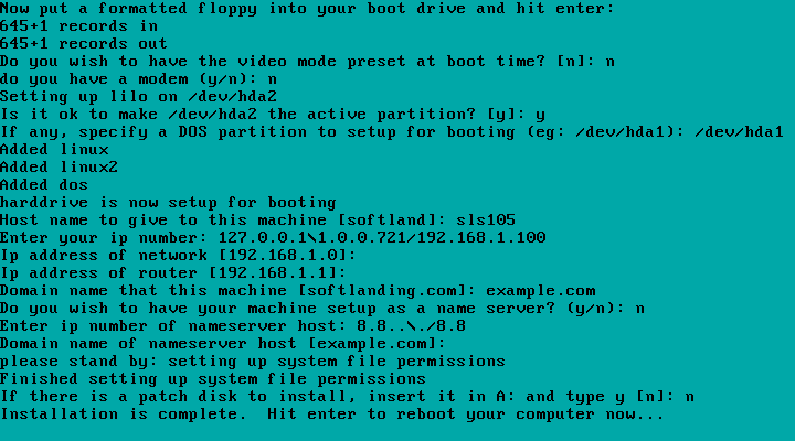 Creating a partition for Linux, putting an ext2 filesystem on it, and installing Linux