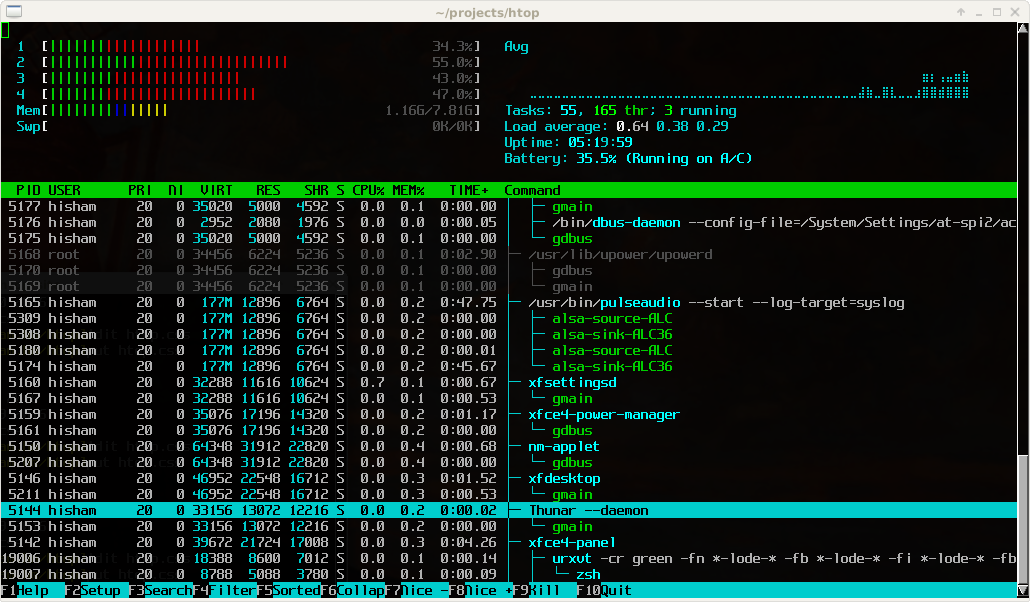 htop linux processes monitoring tool