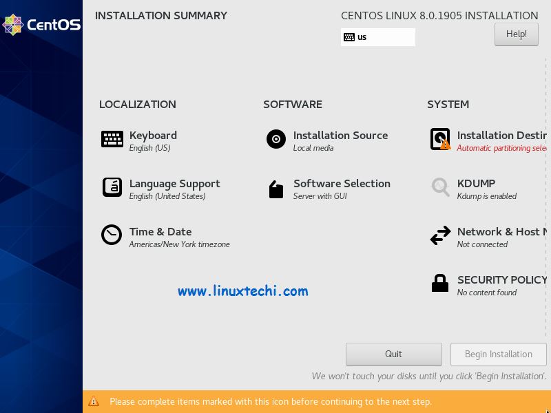 Installation-Summary-CentOS8