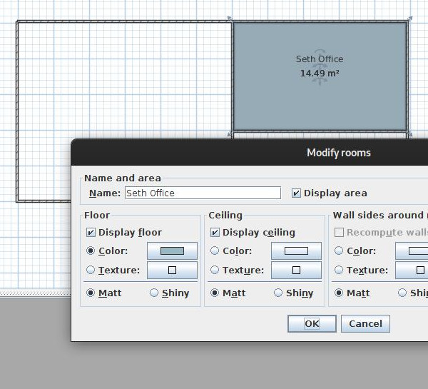 Modifying room floors, ceilings, etc. in Sweet Home 3D