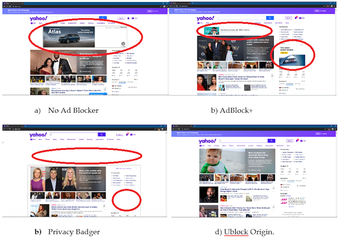 Ad blocker screen comparison