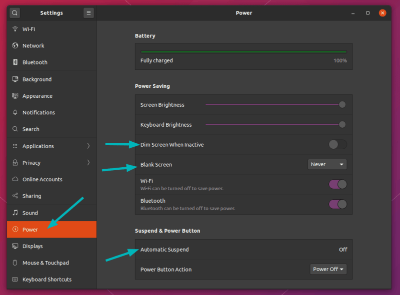 Ubuntu 20.04 的电源设置