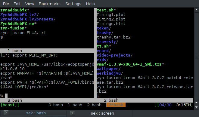 GNU Screen terminal