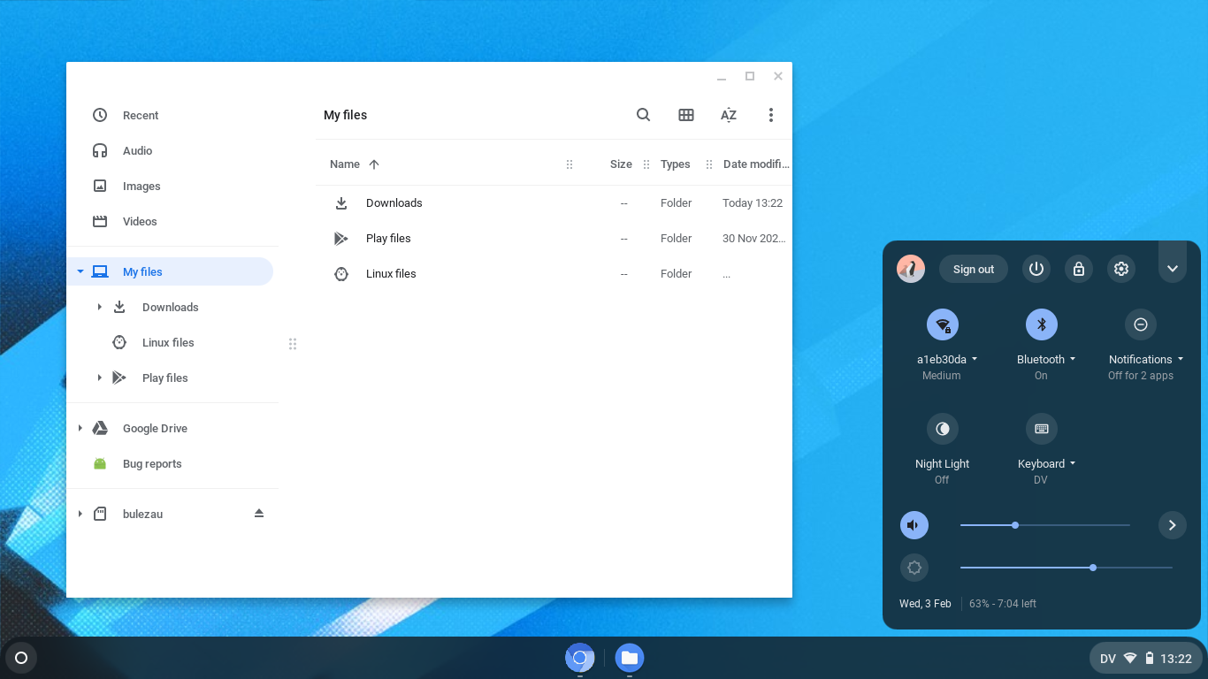 Chrome OS desktop