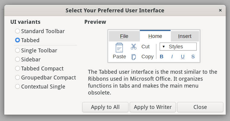 tabbed bar option