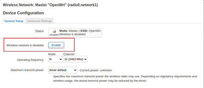 Enabling wireless network