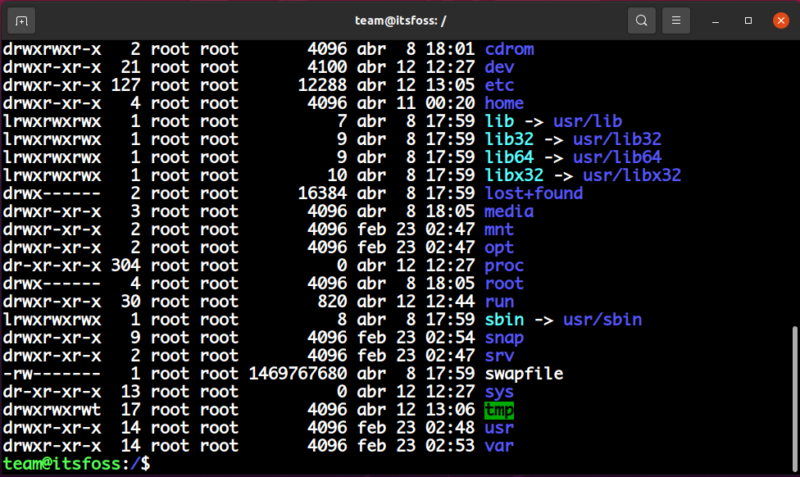 Terminal listing several files