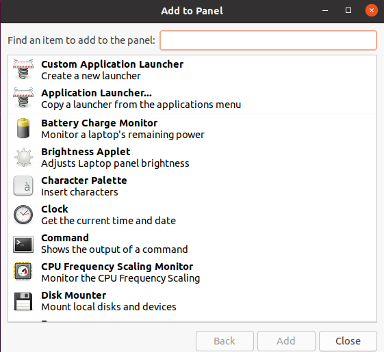 Add to panel widgets