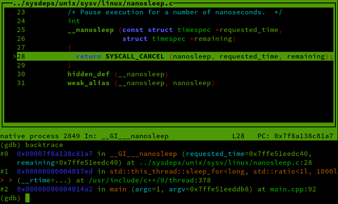 layout src and backtrace output