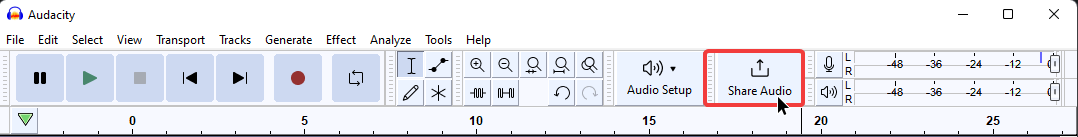 audacity 3.2 share audio button