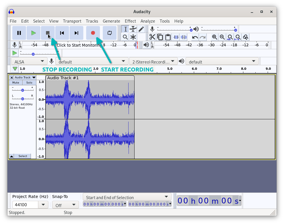 record audio with audacity