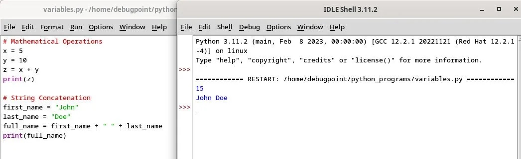 A simple demonstration of variables in Python