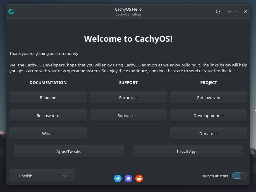 cachyos welcome screen