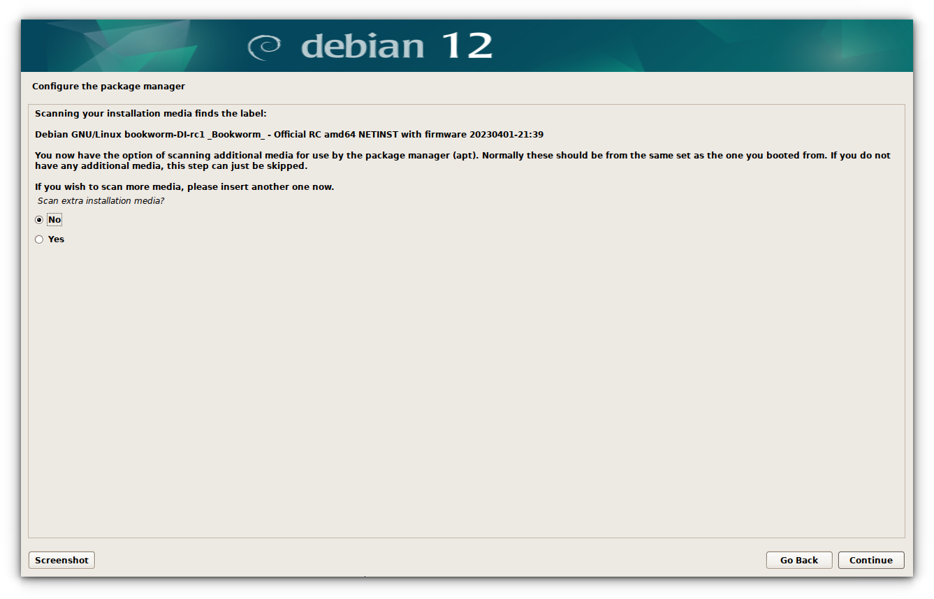 Debian 12 installer