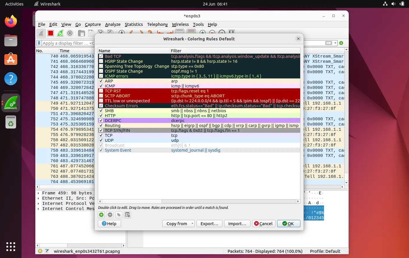 Coloring-Rules-WireShark-Ubuntu