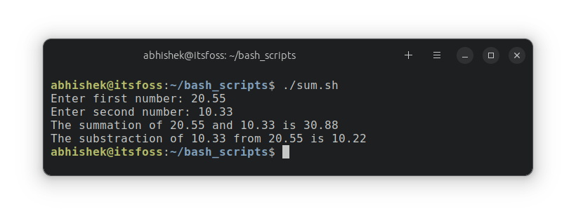 Floating points in bash script