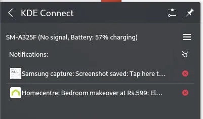 来自手机的样例信息在 KDE Connect 中