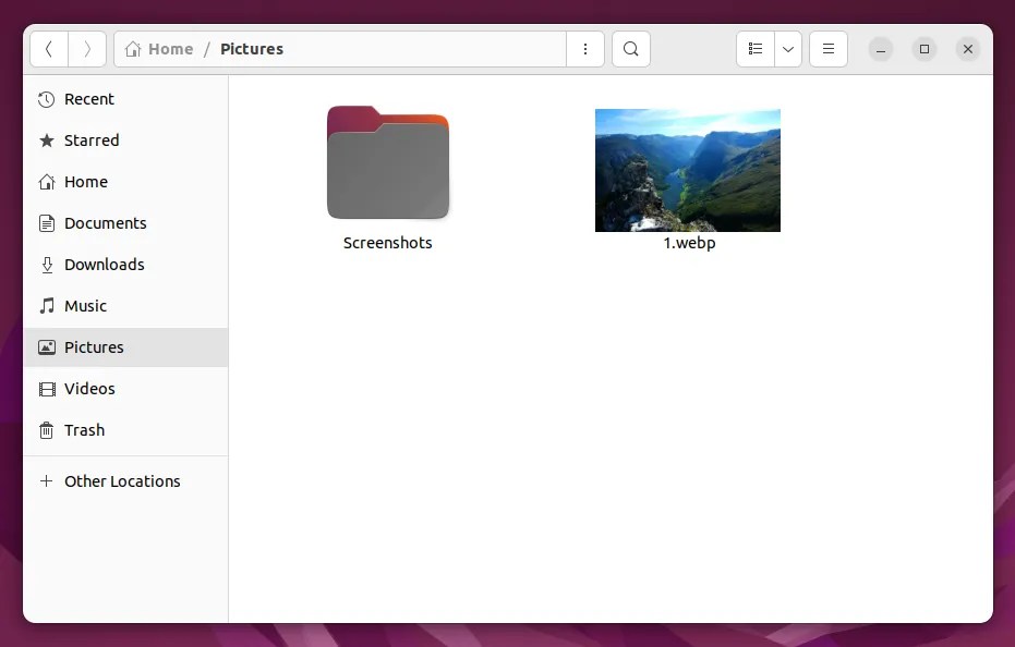GNOME Files (Nautilus) with WebP file - after